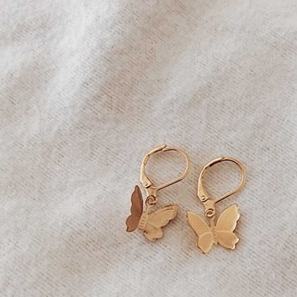 necessTITTIES Jewelry - n e w | gold butterfly drop earrings | dangle earrings